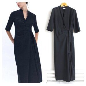 NWT ZARA ZW COLLECTION ZW SHIRT DRESS BLACK 9222/513